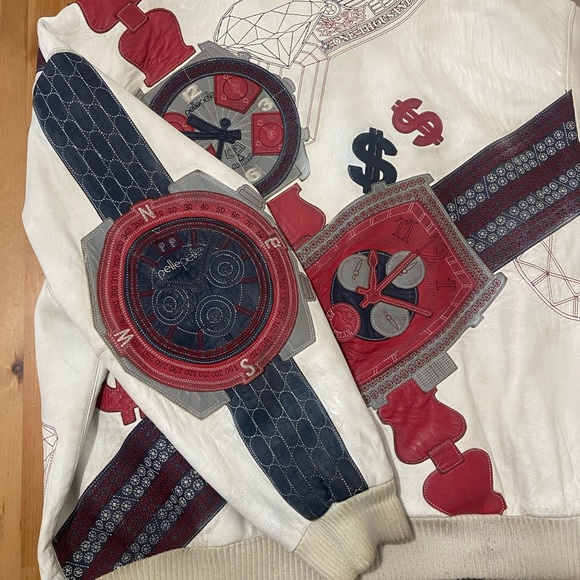 Vinatge And Rare 90’s Leather Pelle Pelle/Marc Buchanan “Time Is Money” Jacket. - Picture 9 of 16